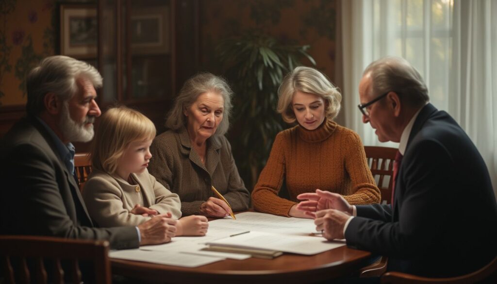 famille avec un notaire