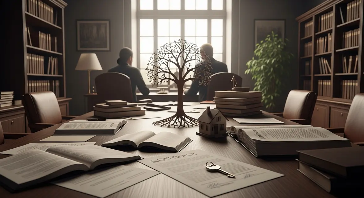 bureau de notaire avec documents succession precipit