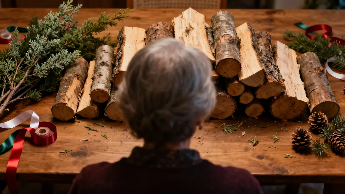 Bûches de bois pour déco Noël DIY sur table familiale