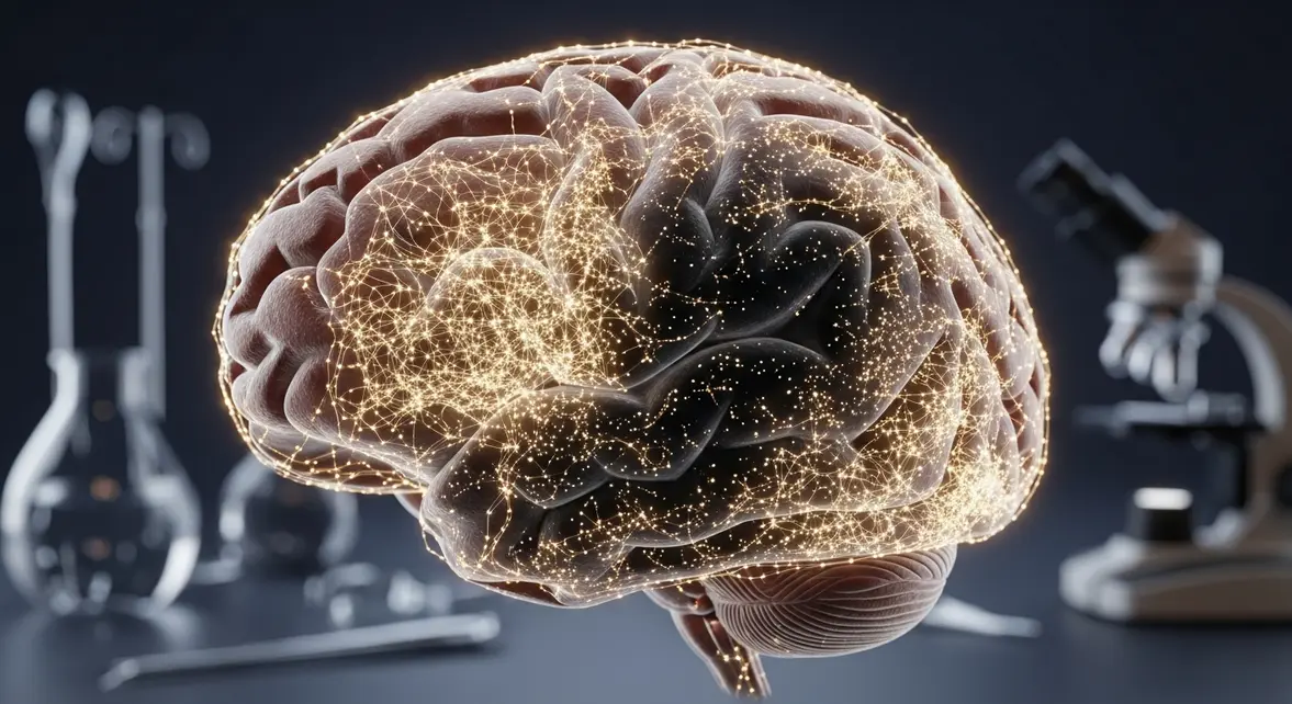 illustration cerveau alzheimer réseaux lumineux