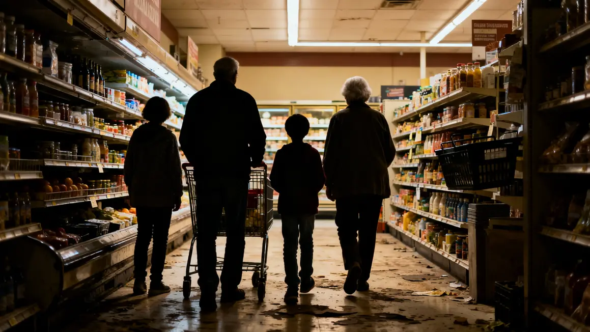 Intérieur supermarché familles seniors impacts Auchan Intermarché Netto