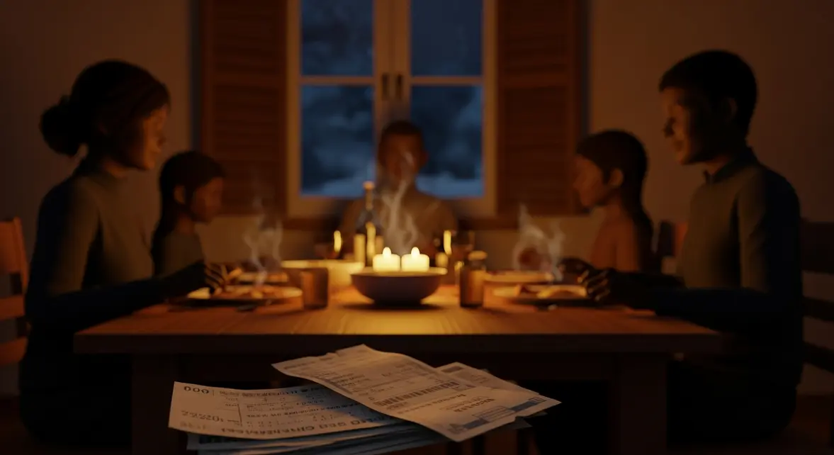 Cuisine familiale hiver avec volets energie