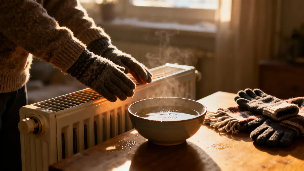Mains gelées dessus radiateur prévention engelures