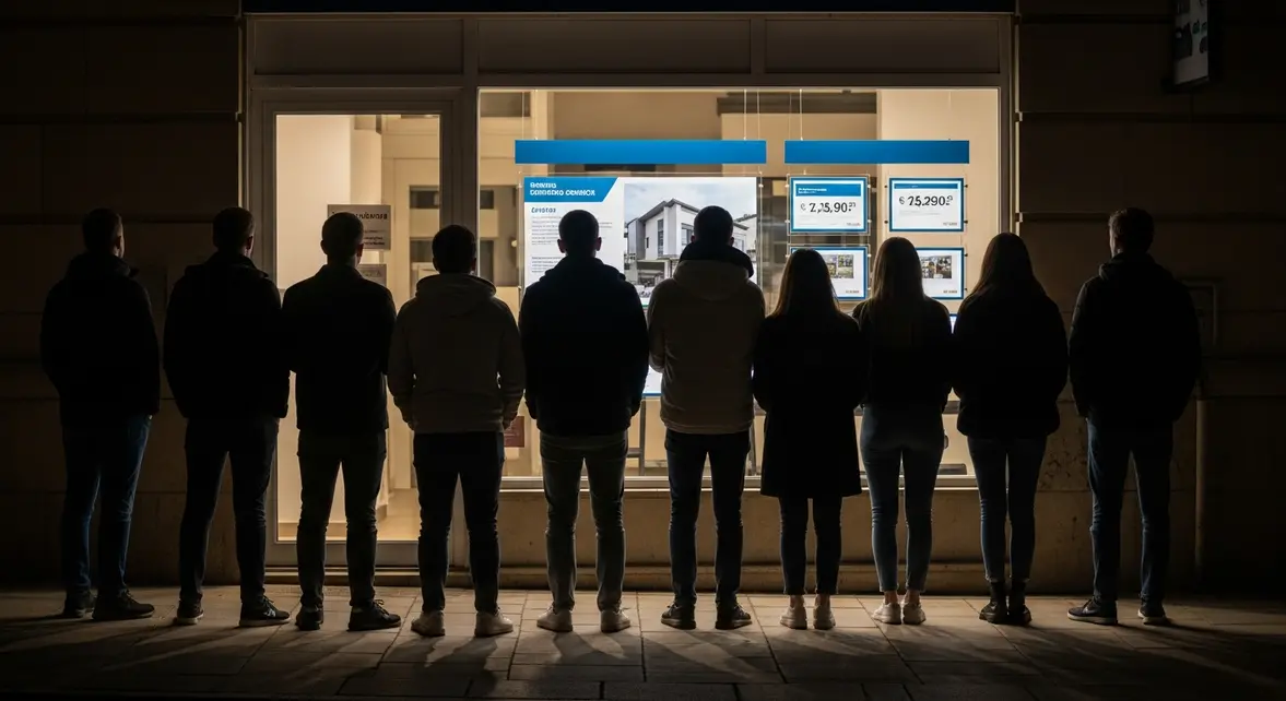 jeunes devant agence immobiliere prix eleves