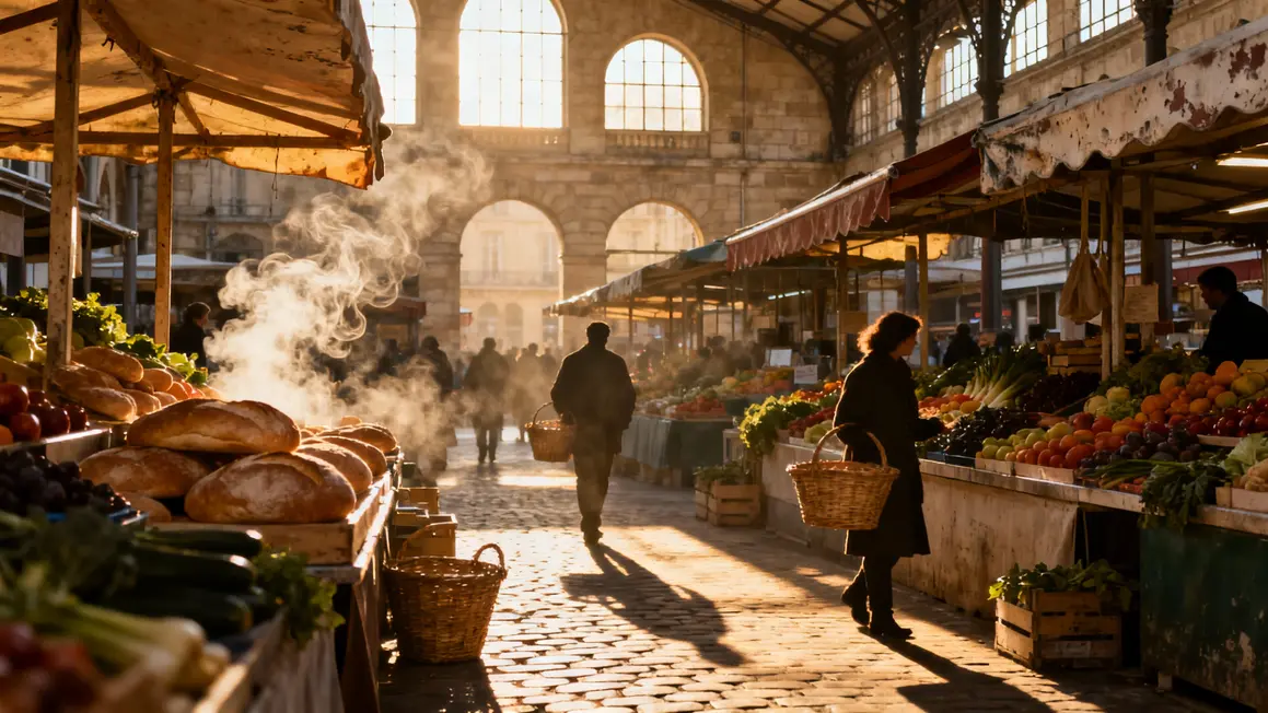 Marché Bordeaux matin ambiance pensions