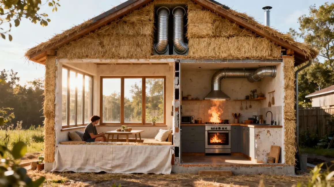 Coupe murs epais maison passive isolation triple vitrage