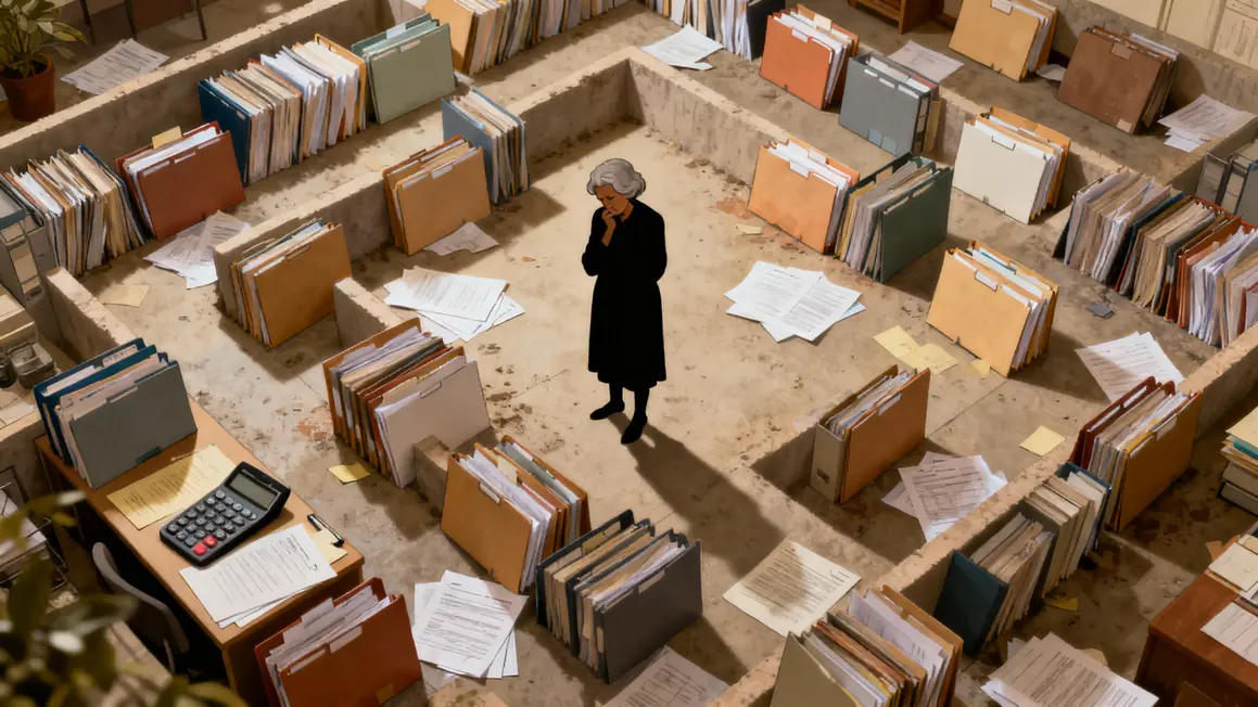 Parcours pension de réversion femme âgée labyrinthe