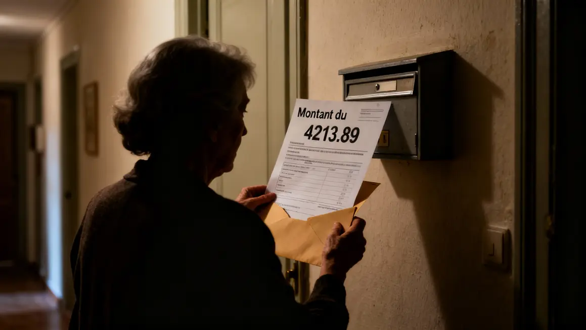 femme agee ouvrant lettre taxe gemapi