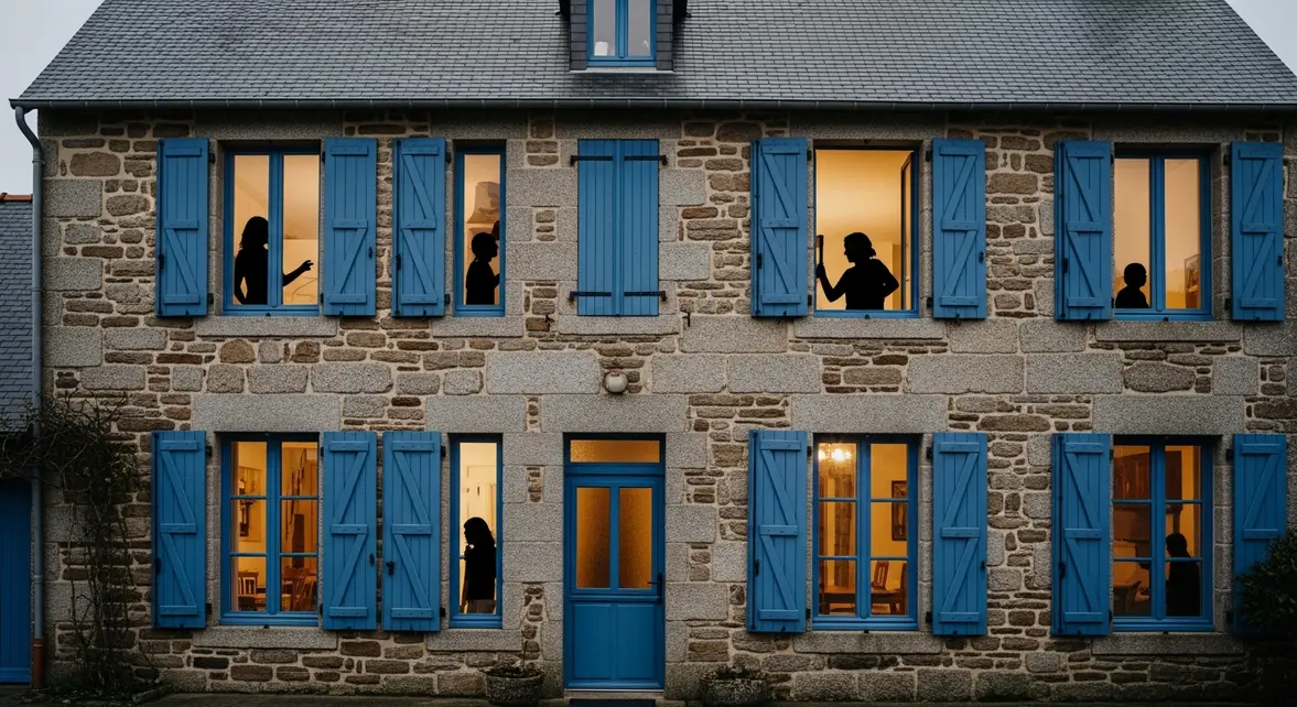 maison bretonne chauffage hiver volets fermes