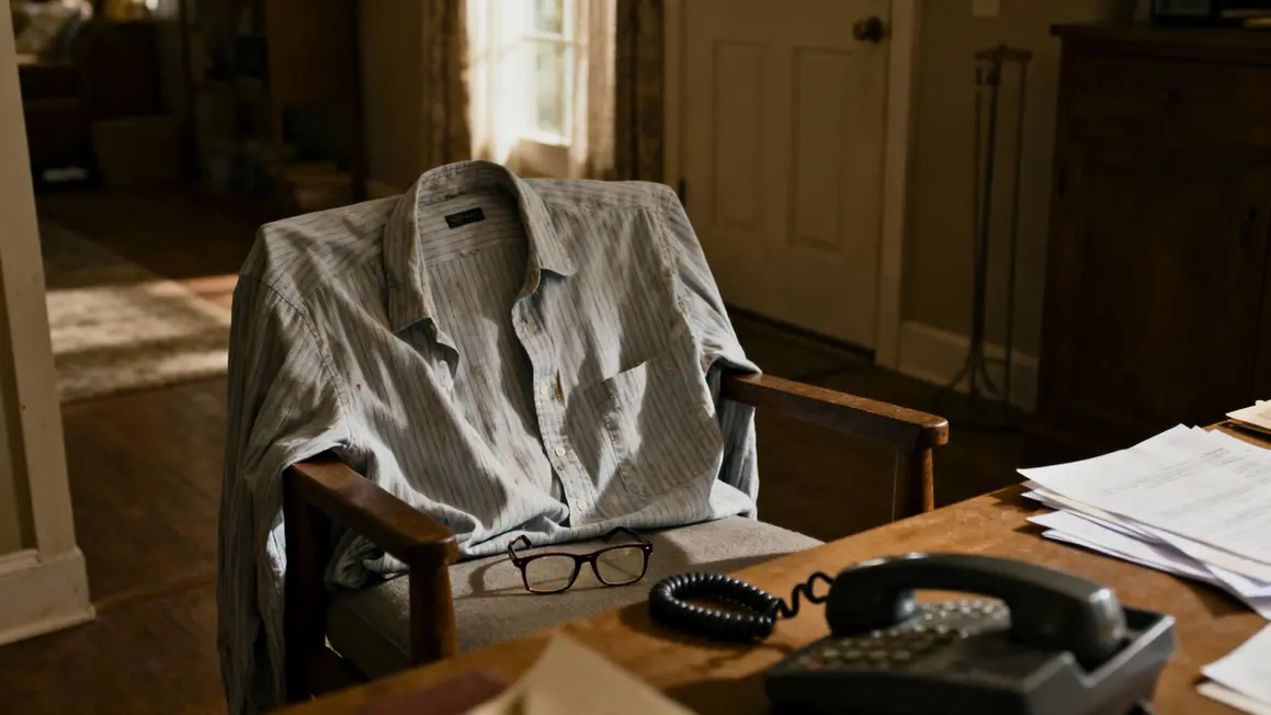 Intérieur maison silencieuse avec chemise sur chaise et papiers
