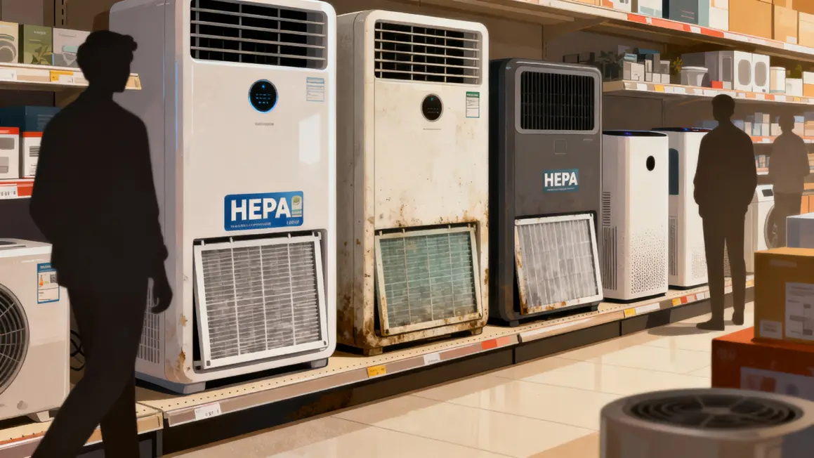 Étagère purificateurs HEPA filtres usés rayonnage