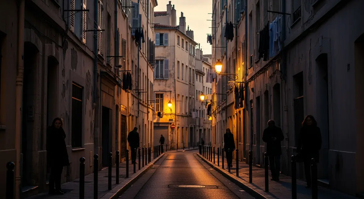 Rues de Marseille en soiree ambiance insecurite
