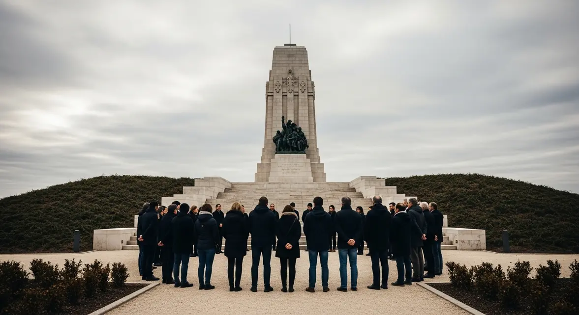 Monument de Verdun sous ciel nuageux, rassemblement mémoire collective