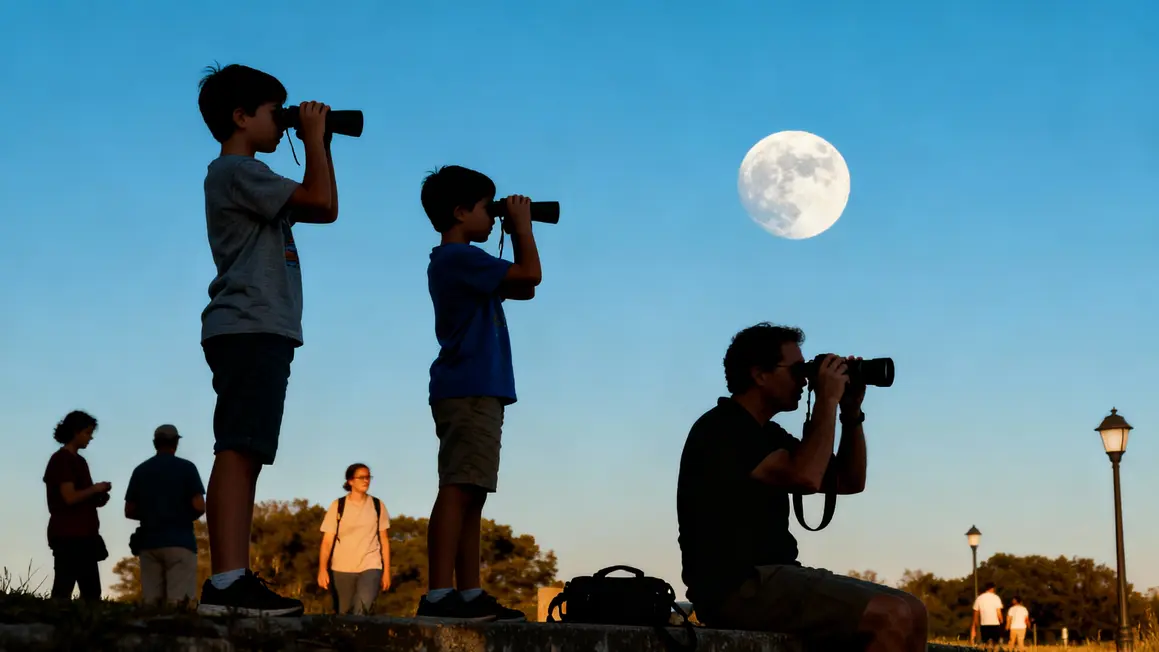 Observation de la Super Lune en famille et enfants