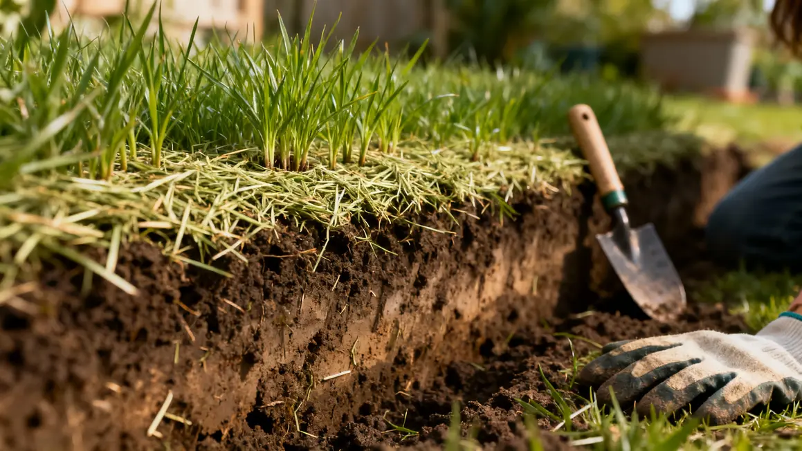 Pelouse dense paillis mulching tonte tardive