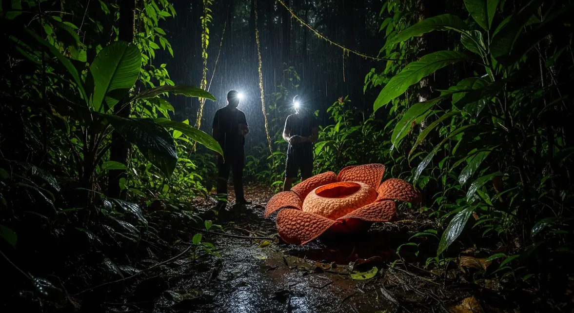 rafflesia hasseltii écluse nuit jungle sumatra