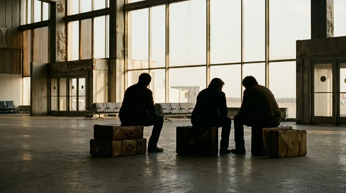 silhouettes valises aéroport retour expatriation