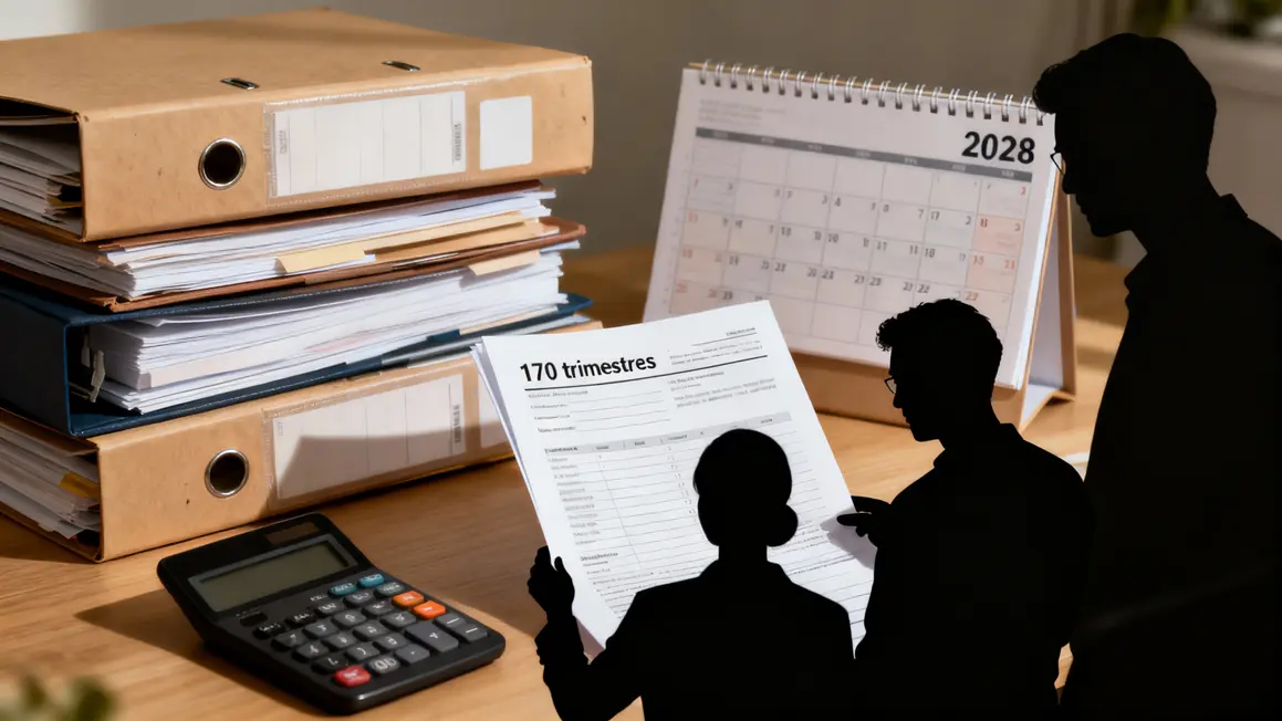 Bureau dossiers calculatrice 170 trimestres retraite
