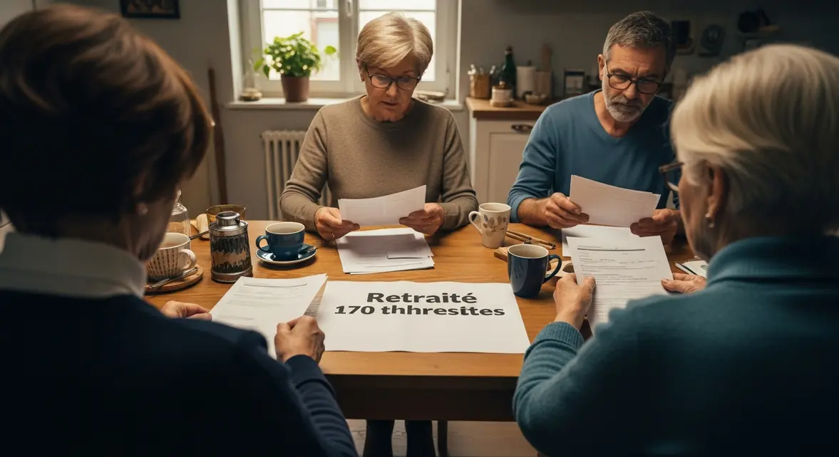 Famille generations table cafe papiers retraite 170 trimestres