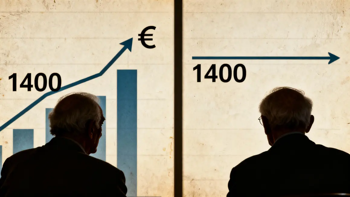 Graphique différencié pensions sous ou au-dessus de 1400 euros