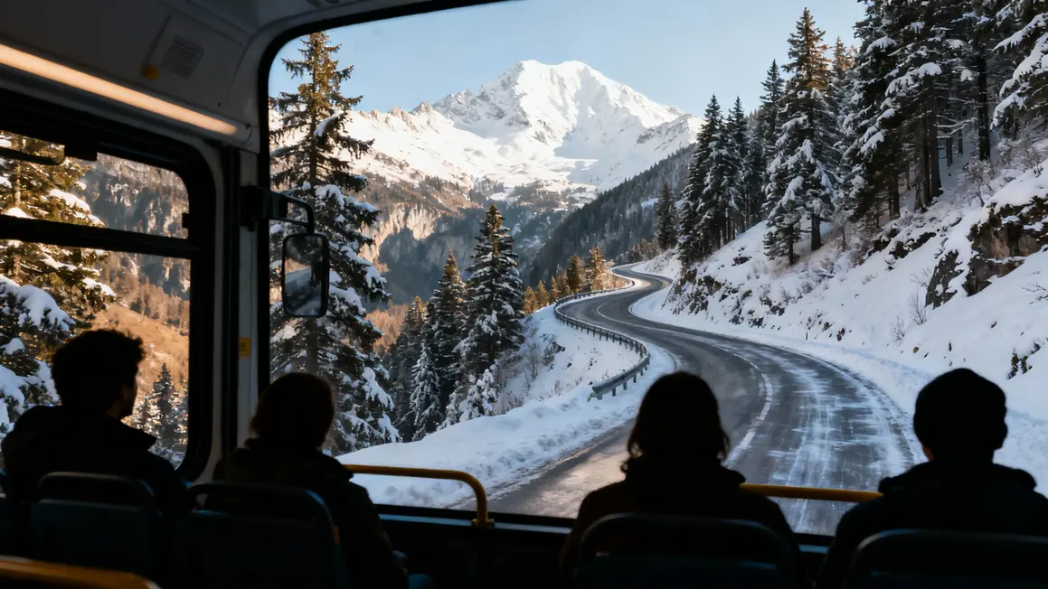 route vers val thorens sapins neige