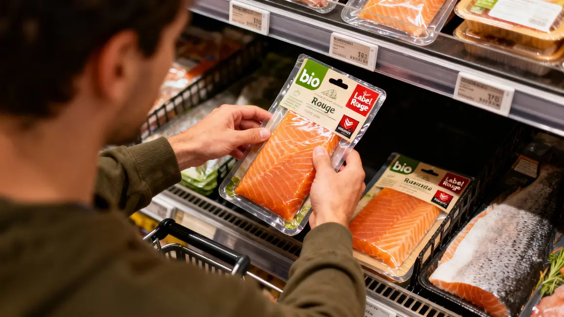 selection de saumon fume bio Leclerc au rayon supermarche