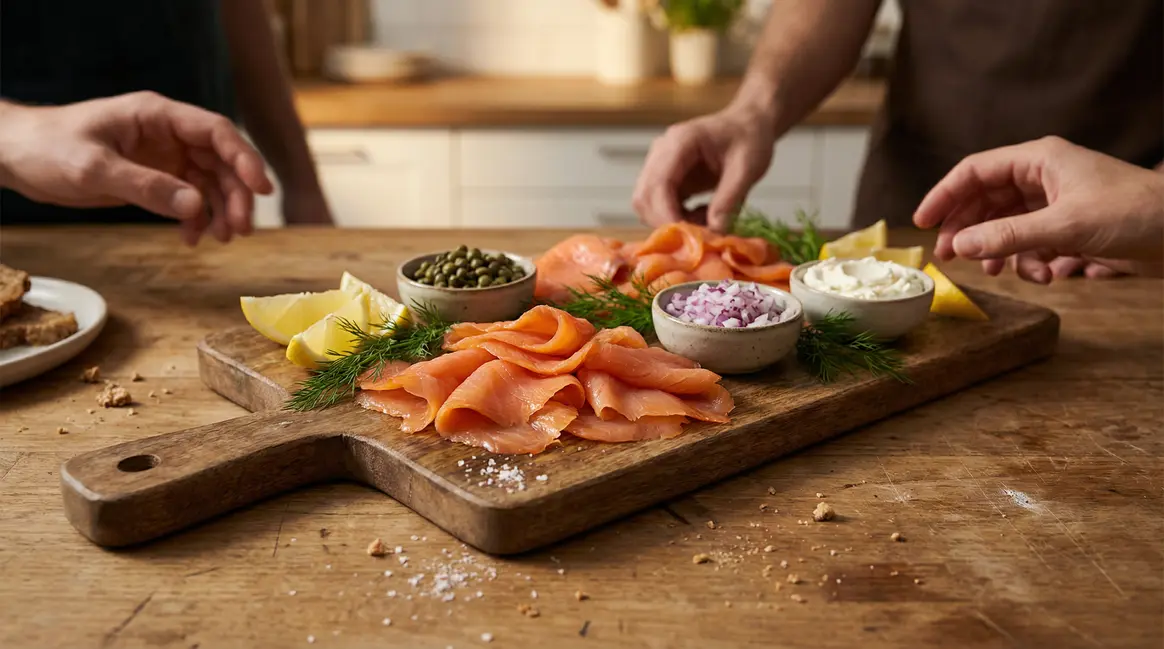 plateau saumon fume bio Leclerc ambiance convivial