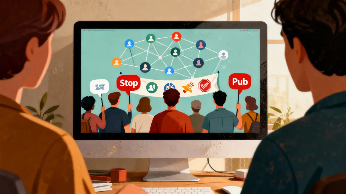 Illustration réseaux sociaux pression publicité