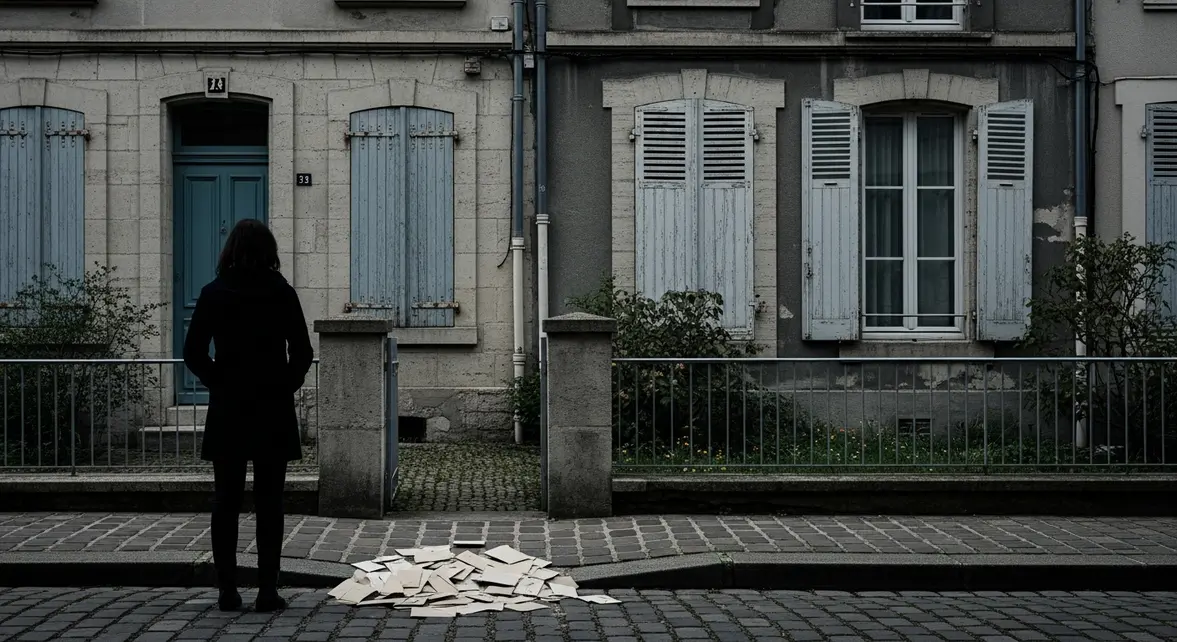 femme devant maison succession bloquée