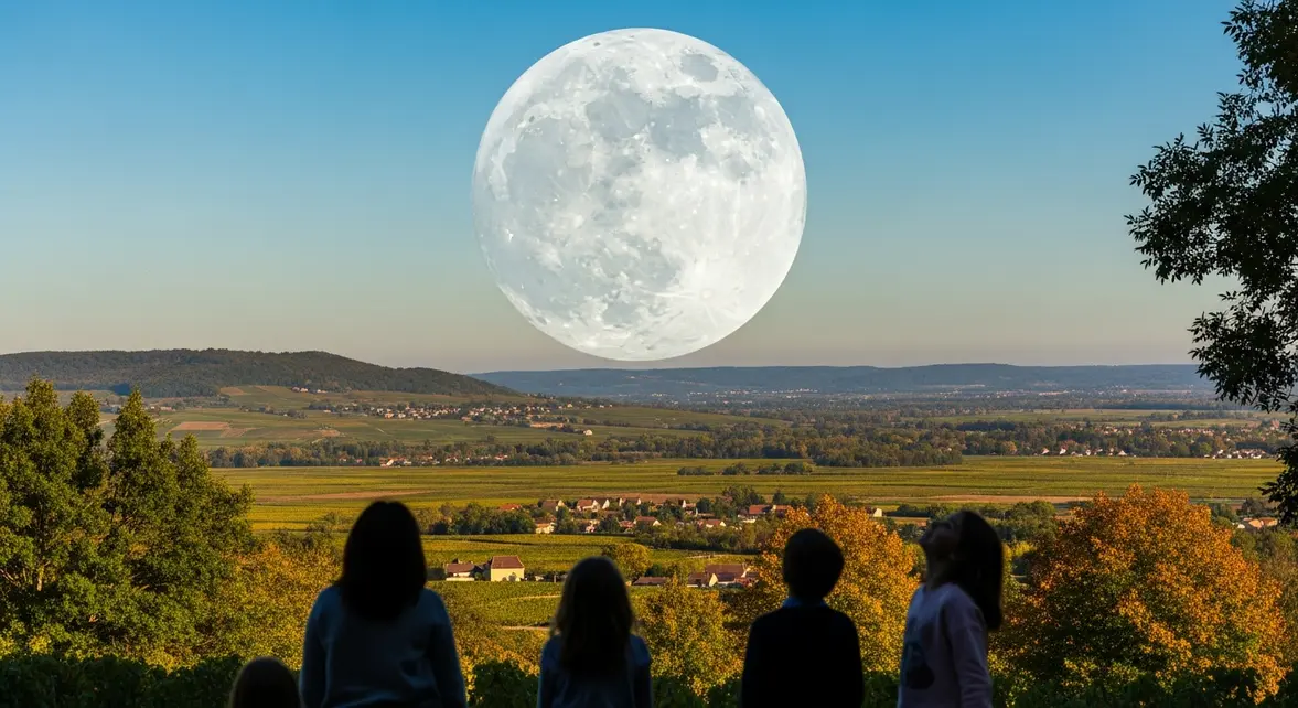 Super Lune du Castor brillante visible en journee automnale