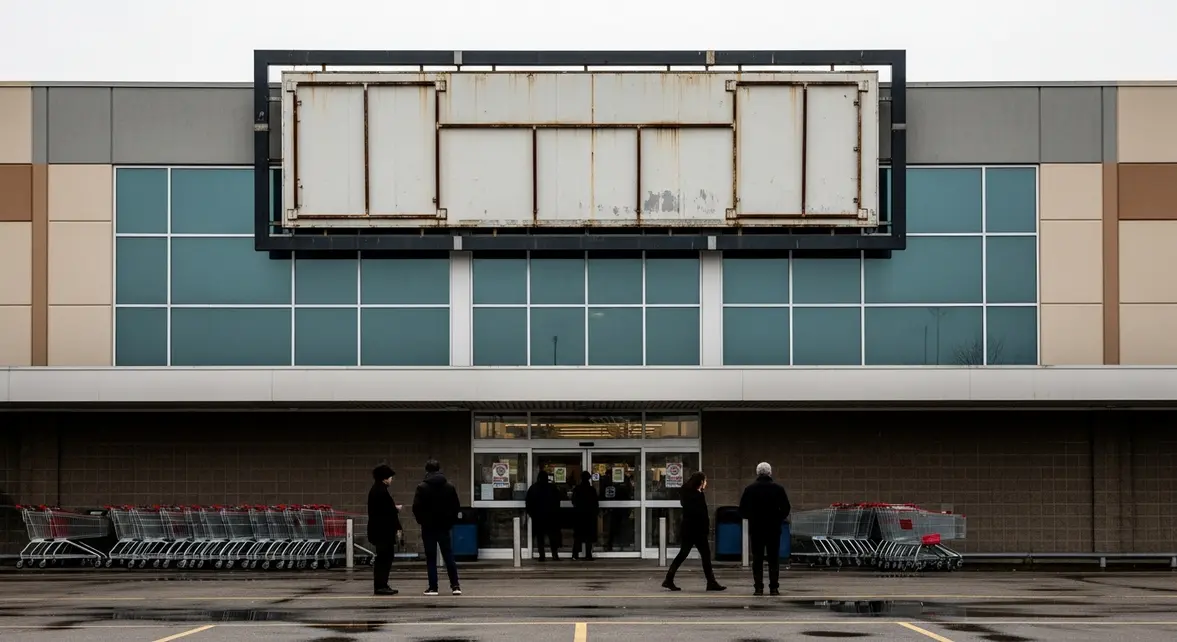 Façade supermarché transition Auchan Intermarché Netto de jour