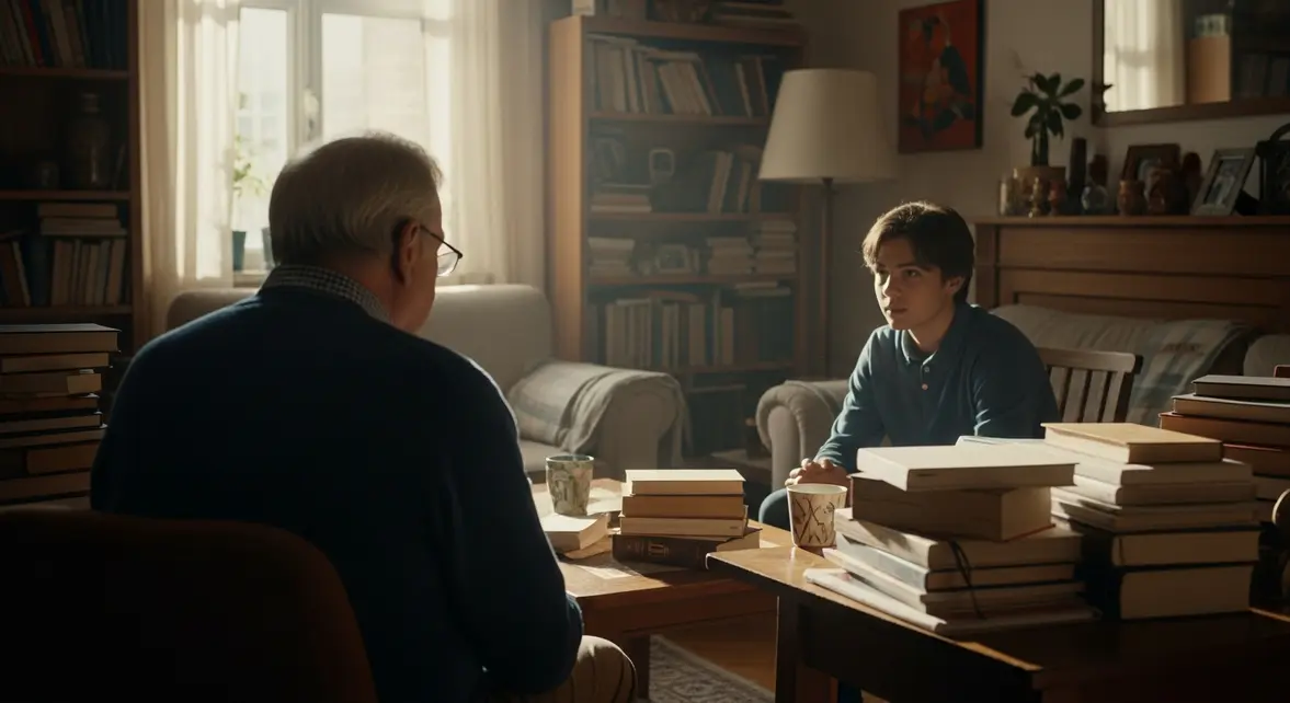 Senior transmet experience a un adolescent dans un salon