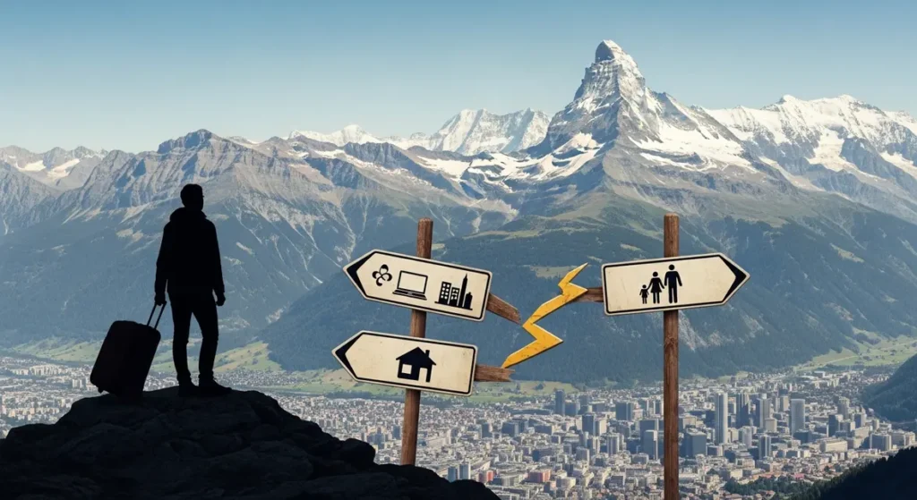 silhouette valise Suisse frontiere opportunite
