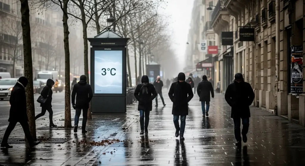 froid vigilance jaune paris passants emmitoufles