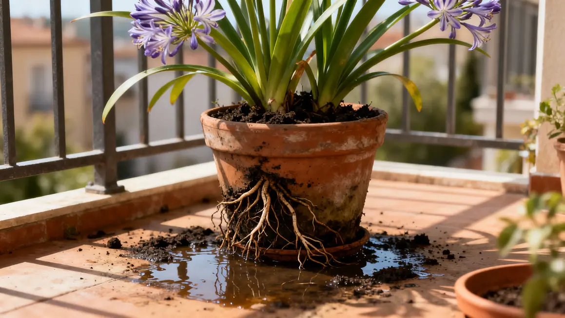 racines agapanthe balcon humidité pot sans soucoupe