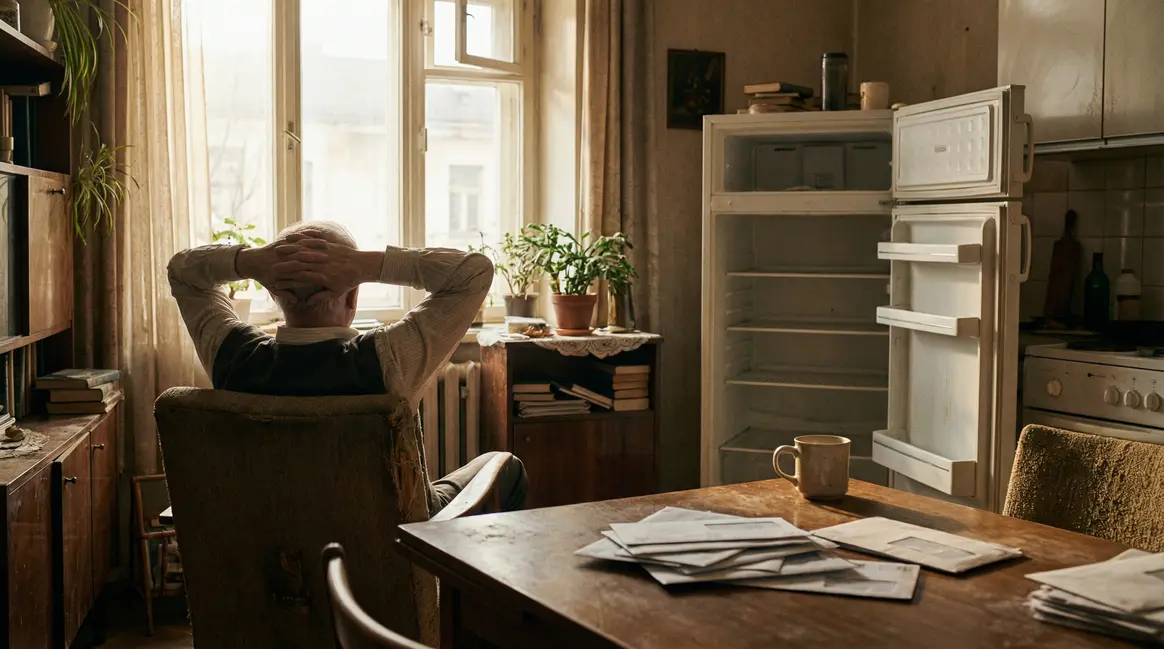 Appartement calme senior seul courriers empilés frigo vide