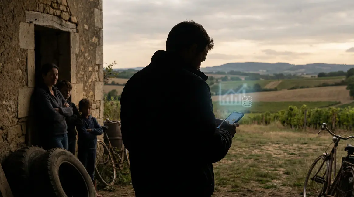 Arnaque télépéage vue smartphone famille campagne