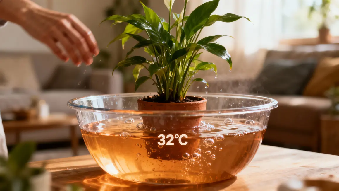 Motte plante interieur bain tiède gestes mains