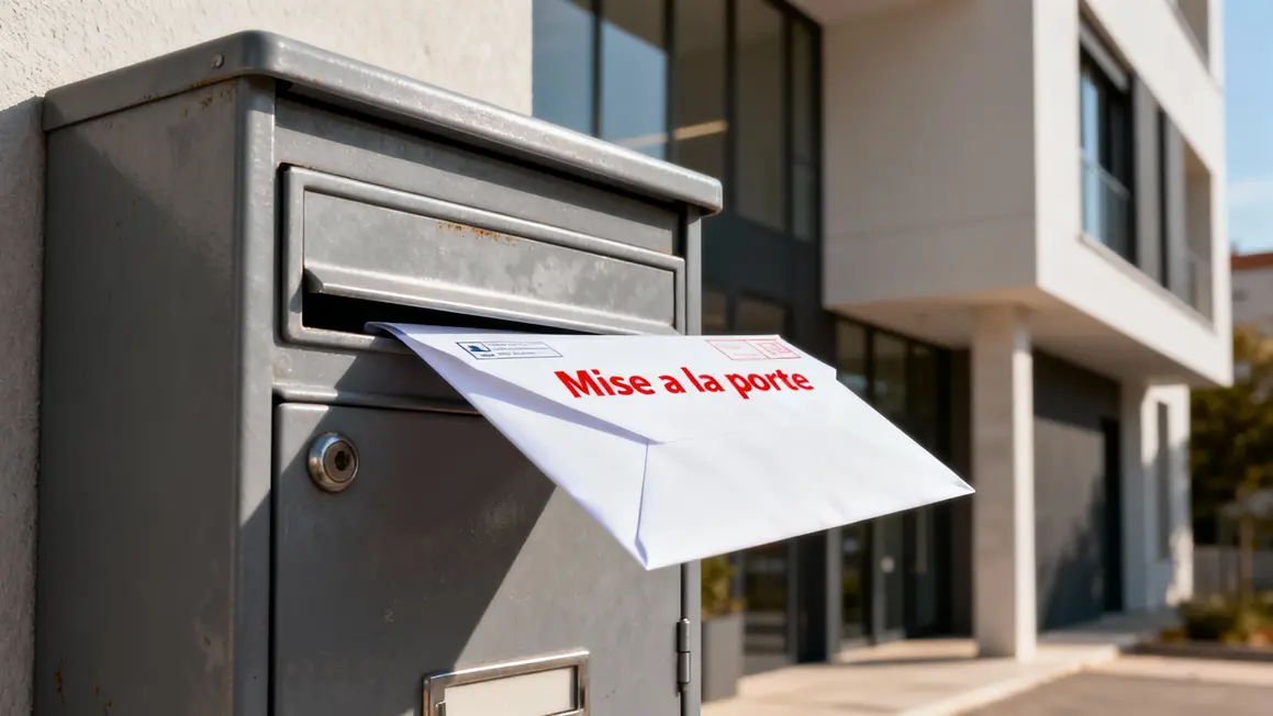 Enveloppe mise à la porte boîte aux lettres grise résidence moderne