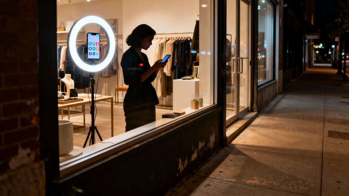 Boutique indépendante vendeuse smartphone Noël