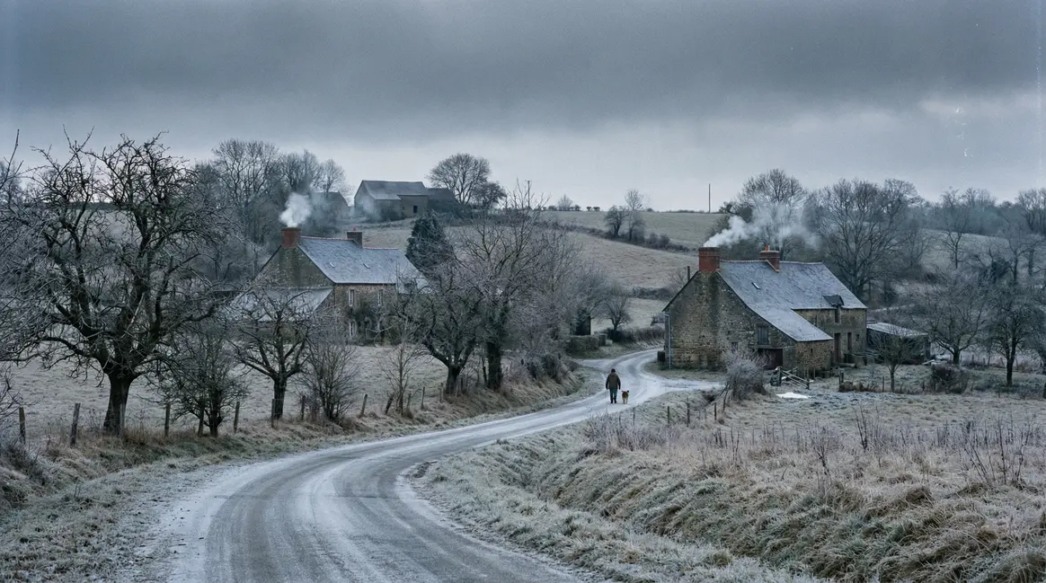 paysage campagne france routes givrées froid