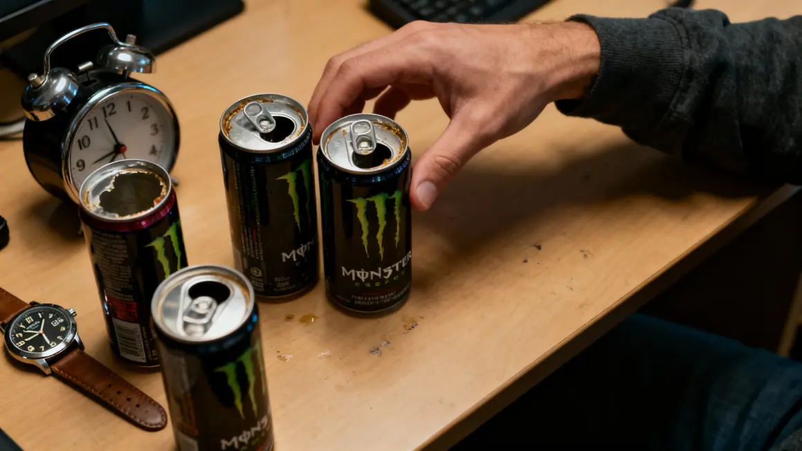 multiple canettes energie bureau homme fatigue