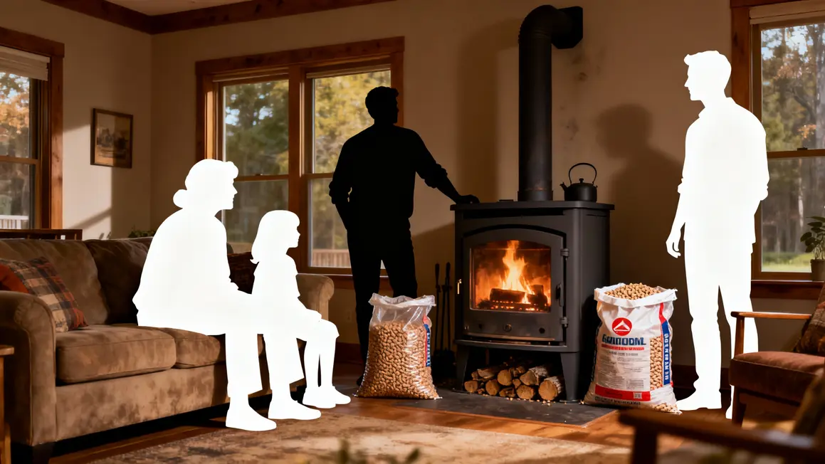 famille autour cheminée granulés multi-génération