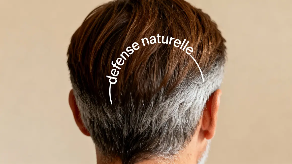 Schéma cheveux bruns vers gris défense naturelle