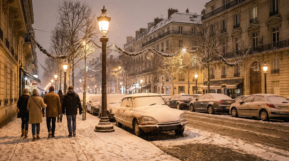 avenue parisienne enneigee chute de temperature 1978