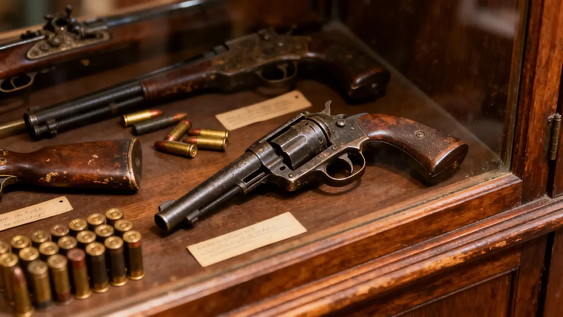 Vitrine armes anciennes pistolet Henri brocante