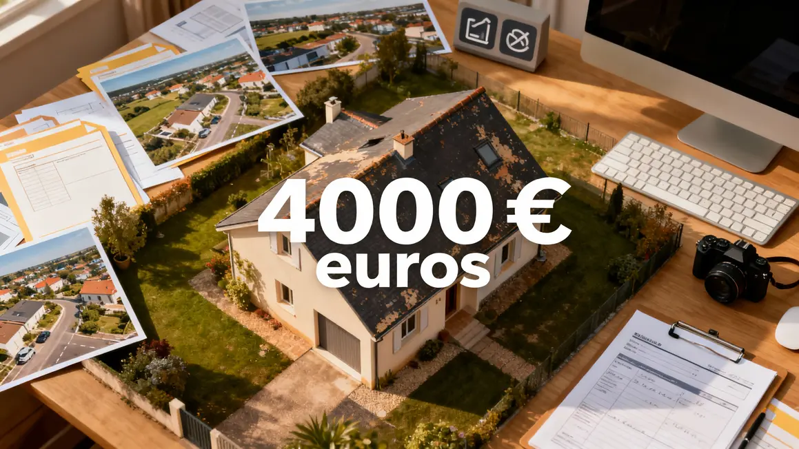 Vue aérienne maison, analyse fiscale garage véranda