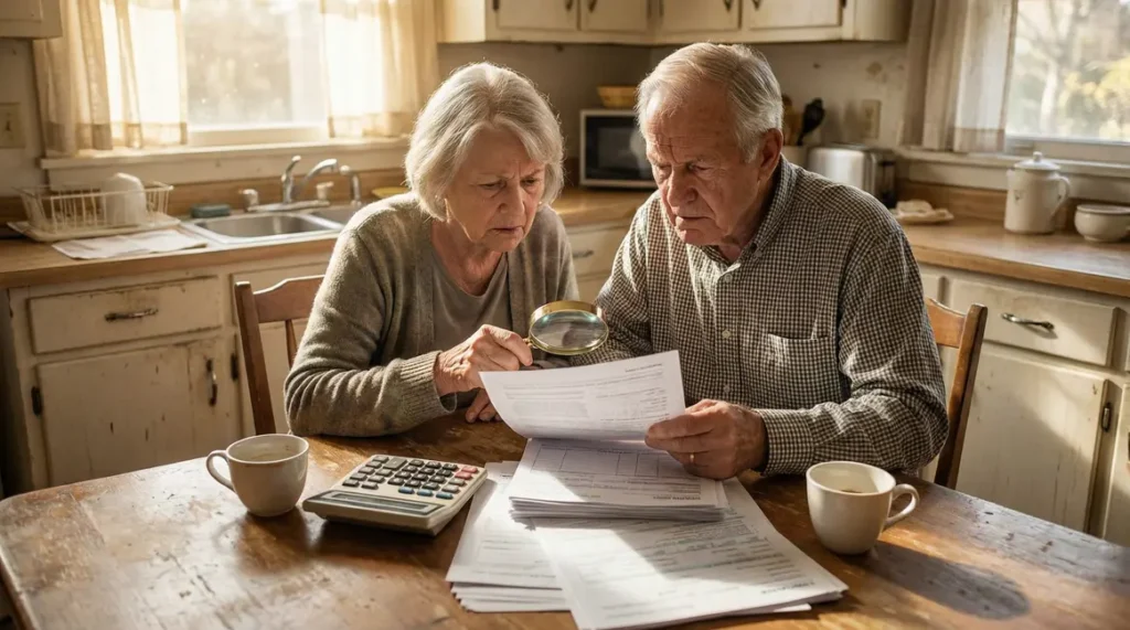 Couple de seniors inquiet CSG retraite