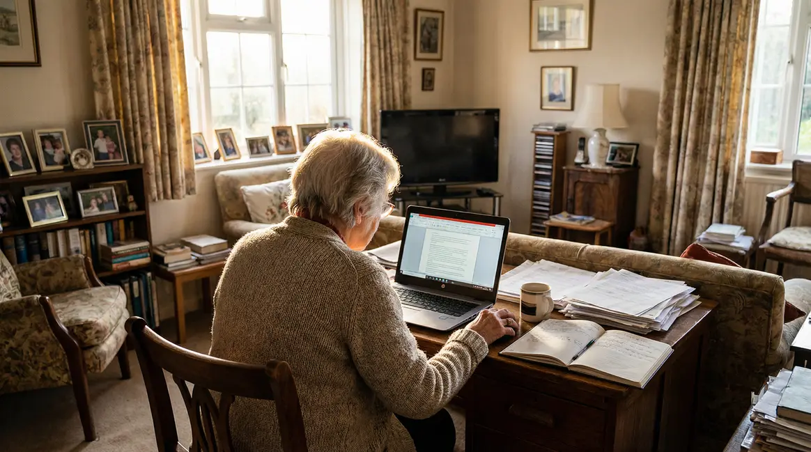mère effectuant virement bancaire pour sa fille chez elle