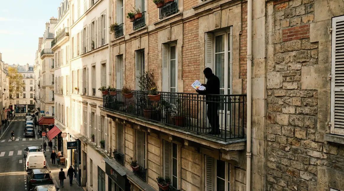 Propriétaire devant immeuble français tenant dossier DPE